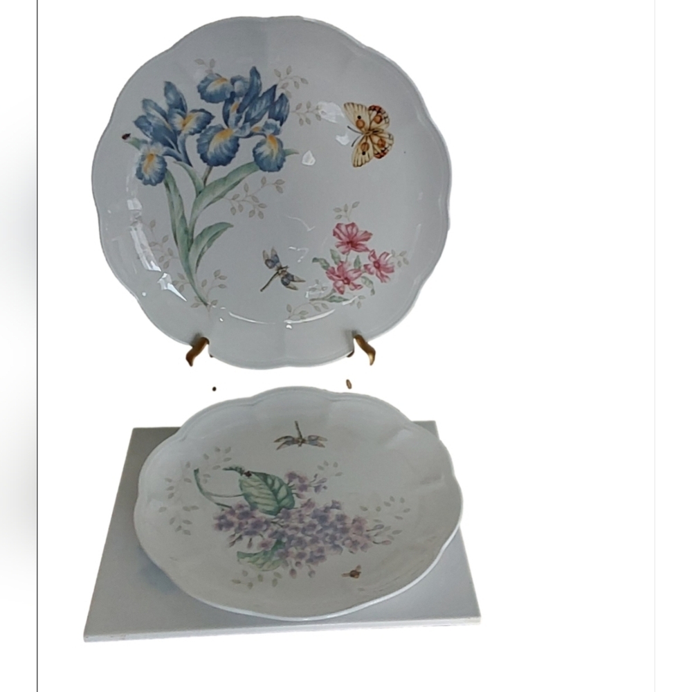 Lenox Floral and Butterfly  Meadow " Orange Sulphur"flower Dinner Plate Set